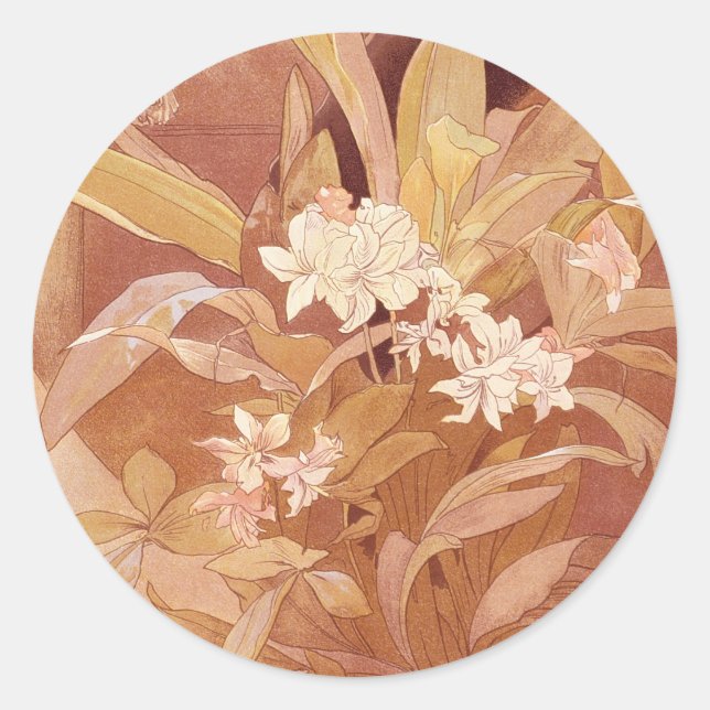 Adesivo Detalhe Floral Alphonse Mucha Art Nouveau (Frente)