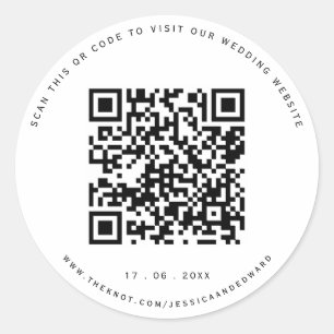 Adesivo Detalhes do Casamento Código Qr Simples Chic Preto