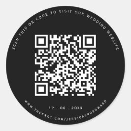 Adesivo Detalhes do Casamento Código Qr Simples Chic Preto