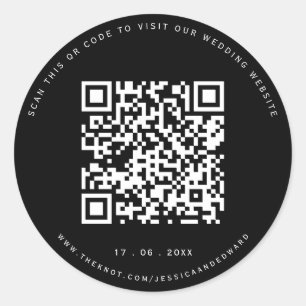 Adesivo Detalhes do Casamento Código Qr Simples Chic Preto