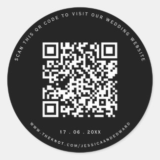 Adesivo Detalhes do Casamento Código Qr Simples Chic Preto