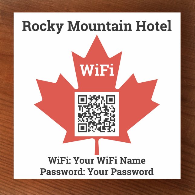 Adesivo Detalhes do WiFi do Hotel Canadense Mais Código QR (Criador carregado)