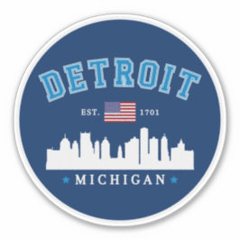 Adesivo Detroit City Skyline Illustration – Motor City 
