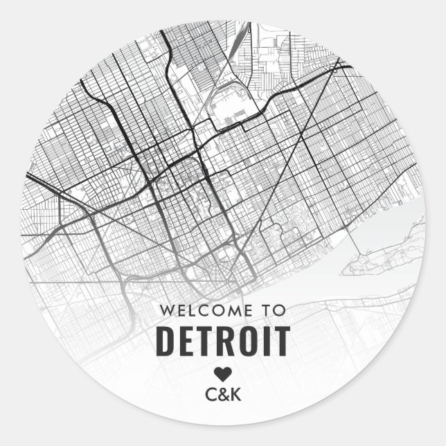 Adesivo Detroit, Mapa da Cidade de Michigan | Boas-vindas (Frente)