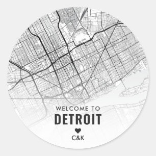 Adesivo Detroit, Mapa da Cidade de Michigan Boas-vindas