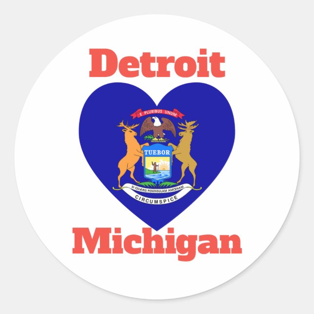 Adesivo Detroit Michigan Heart Flag (Frente)