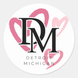 Adesivo Detroit Michigan Pink Hearts