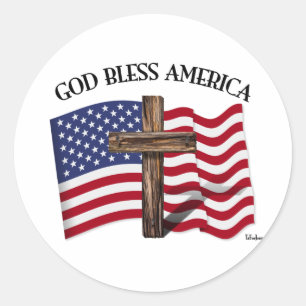 Adesivo DEUS ABENÇOE A AMÉRICA com cruz robusta & bandeira
