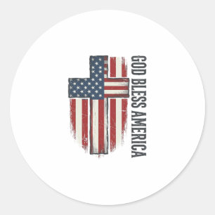 Adesivo Deus Abençoe a América Design de Cruz Patriótica V