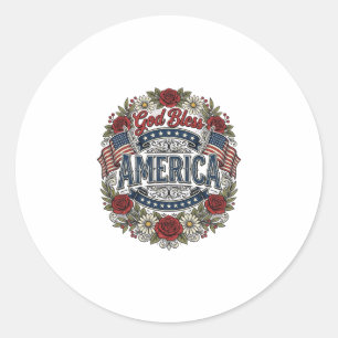 Adesivo Deus Abençoe a América Floral Patriótico Vintage