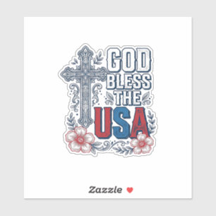 Adesivo Deus Abençoe a Camisa Patriótica Cruz Vintage dos