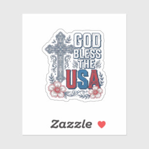 Adesivo Deus Abençoe a Camisa Patriótica Cruz Vintage dos