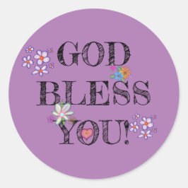 Adesivo "Deus abençoe" Christian Floral Purple