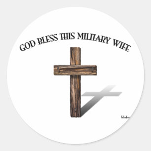 Adesivo DEUS ABENÇOE ESTA ESPOSA MILITAR com cruz robusta