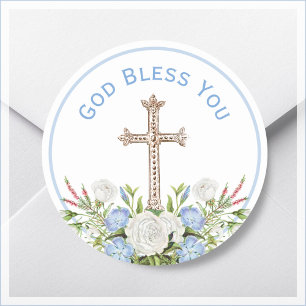 Adesivo Deus abençoe Floral Azul Você Religioso