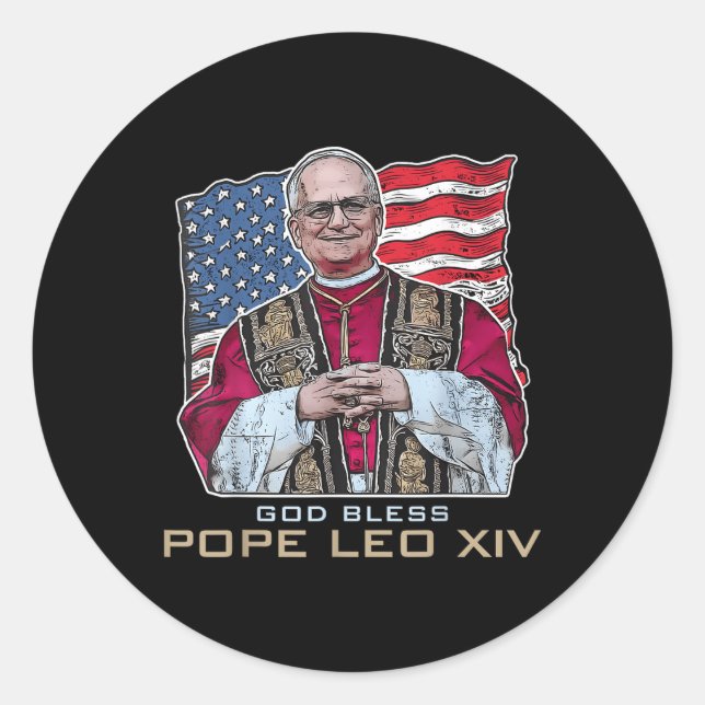 Adesivo Deus abençoe Leo Xiv Robert New Pope Retro Ameri (Frente)