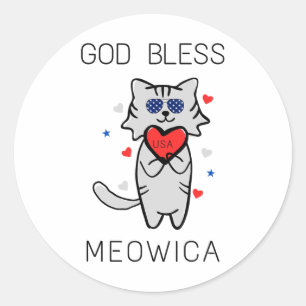 Adesivo Deus abençoe Meowica Engraçado América Patriótica