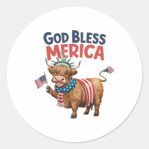 Adesivo Deus abençoe Merica, 4 De Julho Vaca Americana