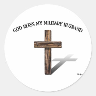 Adesivo DEUS ABENÇOE MEU MARIDO MILITAR com cruz robusta