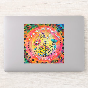 Adesivo Deus Ainda Escrevendo Sua História Bonito Floral