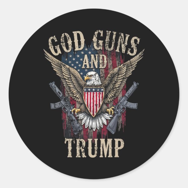 Adesivo Deus Armas E Trump  (Frente)