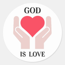 Adesivo Deus Cristão é Amor Coração e Mãos