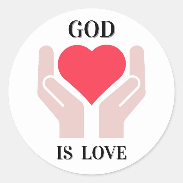 Adesivo Deus Cristão é Amor Coração e Mãos (Frente)