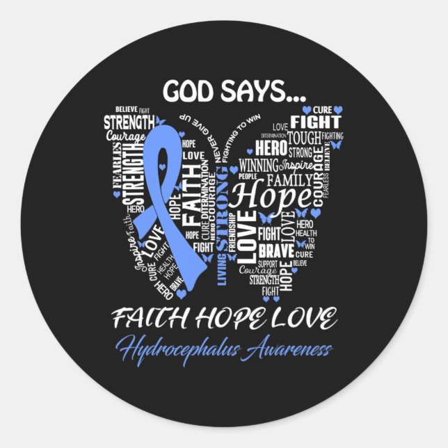 Adesivo Deus Diga Fé Esperança Ama Hidrocefalia Consciênci (Frente)