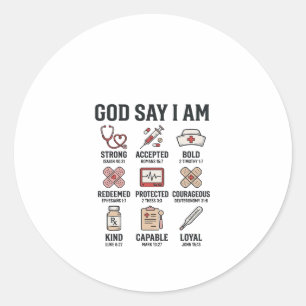 Adesivo Deus Diz Eu Sou Enfermeira Fé Design de Gravura Vi
