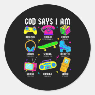 Adesivo Deus Diz Que Eu Sou Camiseta Cristã Retro 80's Par