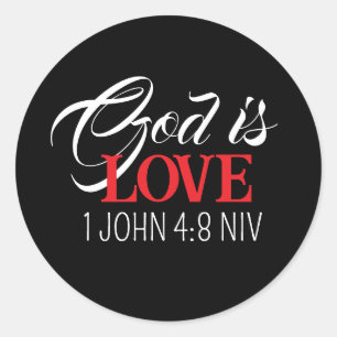 Adesivo Deus é Amor Versículo Bíblico Preto e Vermelho Fé