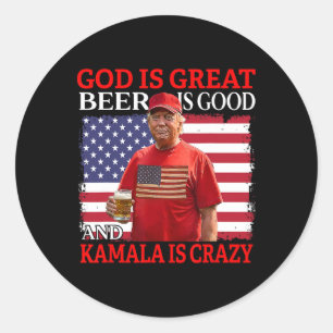 Adesivo Deus É Cerveja Excelente É Boa E Kamala É Louca