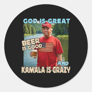 Adesivo Deus É Cerveja Excelente É Boa E Kamala É Louca