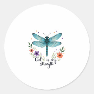 Adesivo Deus é minha força Floral Dragonfly Camiseta Crist