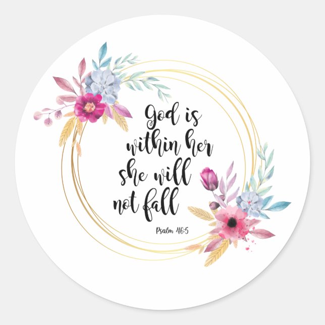 Adesivo Deus está dentro de seu salmo 46:5 (Frente)