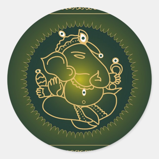 Adesivo Deus Ganesha a verde - Sticker (Frente)