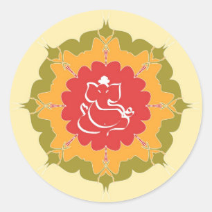 Adesivo Deus Ganesha na flor da mandala