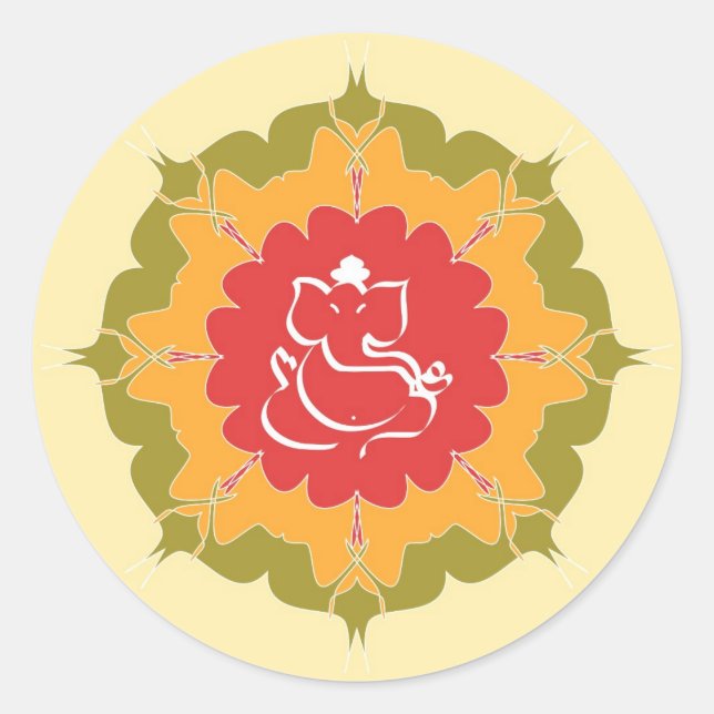 Adesivo Deus Ganesha na flor de mandala (Frente)