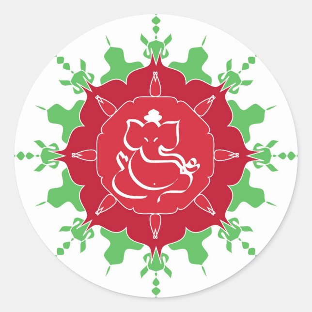 Adesivo Deus Ganesha na flor vermelha (Frente)