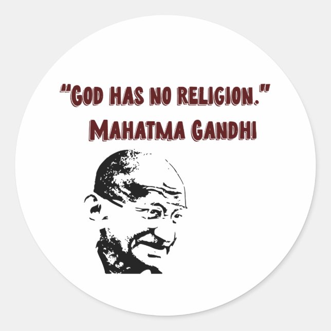 Adesivo Deus não tem religião! - Mahatma Gandhi (Frente)