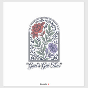 Adesivo Deus Tem Isso Fé Floral Vintage