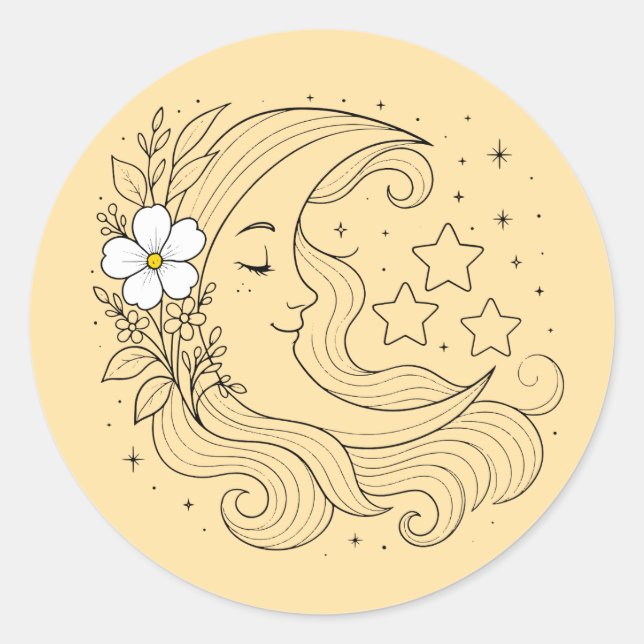 Adesivo Deusa da Lua Floral - Lua Sonhadora (Frente)