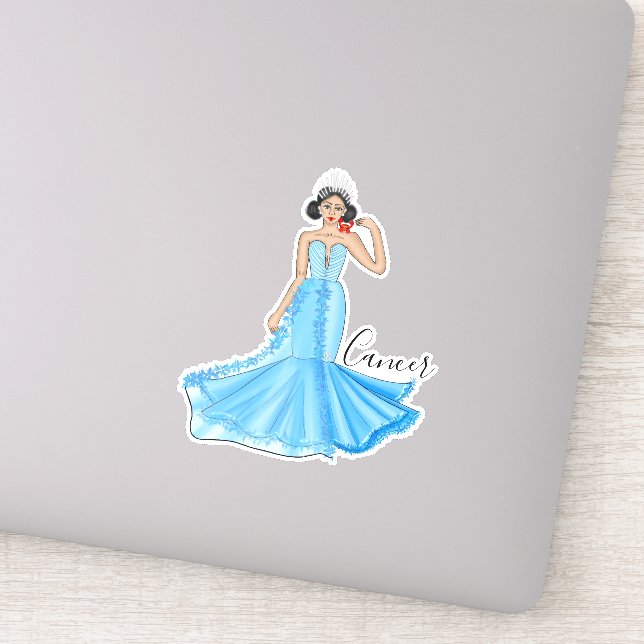 Adesivo Deusa do Cancer Zodiac com Caranguejo Vermelho Per (Detalhe)