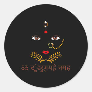 Adesivo Deusa Hindu Durgá Yoga Com Mantra em sânscrito