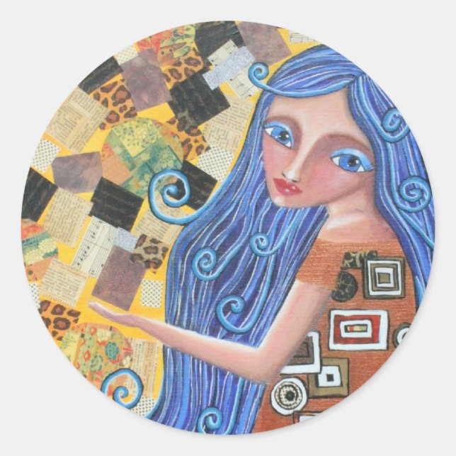 Adesivo Deusa loira de mirtilo, palanque redondo (Frente)