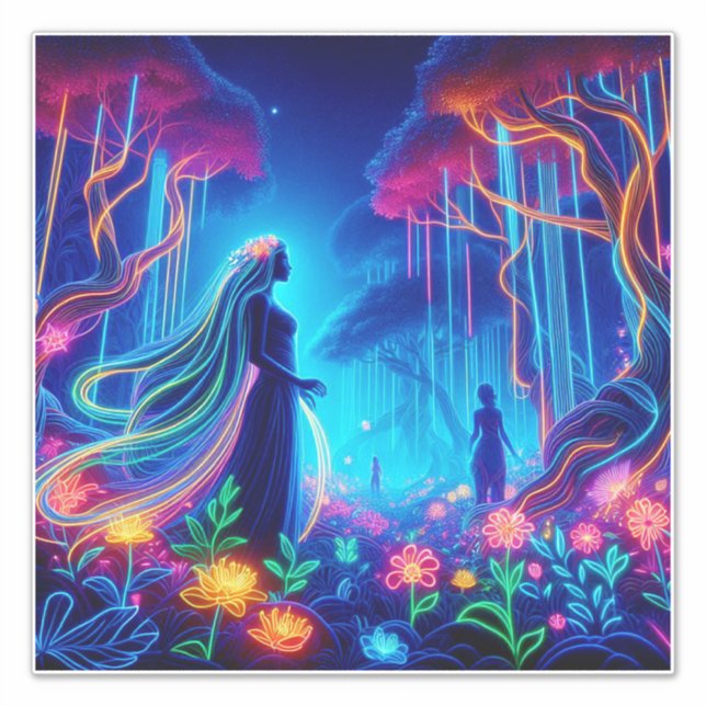 Adesivo Deusa Neon Forest Of Light Fantasy conto de fadas (Frente)