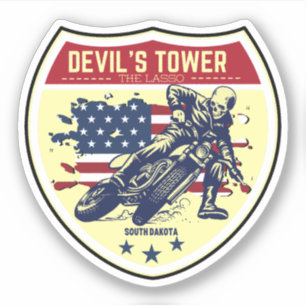 Adesivo Devil's Tower Road - a viagem de moto com laço