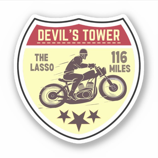 Adesivo Devil's Tower Road - a viagem de moto laço (Frente)