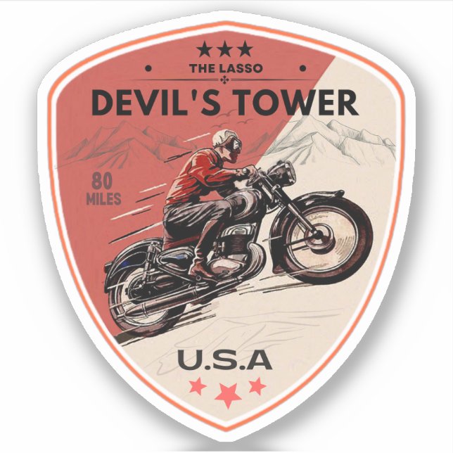Adesivo Devil's Tower Road - a viagem de moto laço (Frente)