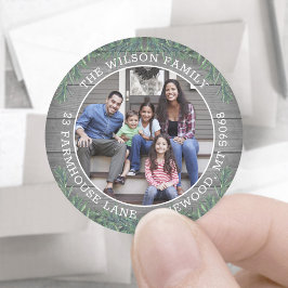 Adesivo Devolver Endereço e Foto Natal Greenery & Wood